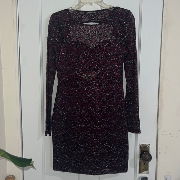 Express lace open back fitted dress - Picture 1 of 6
